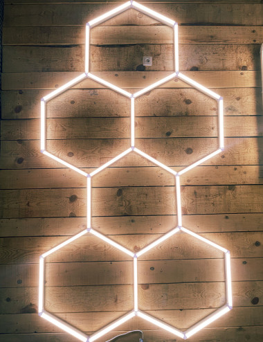 Kit d'éclairage Hexagonal LED garage 314cm - 28 Barres | Easy Dalles