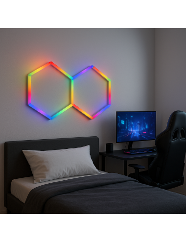Éclairage LED Multi-Couleurs RGB – Design Nid d’Abeille Modulable