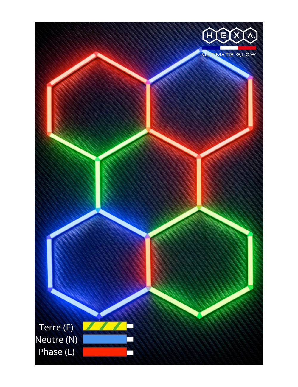 Éclairage LED RGB Modulable – Design Nid d’Abeille Connecté