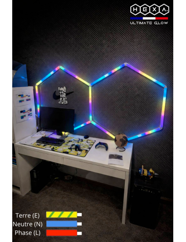Éclairage LED Multi-Couleurs RGB – Design Nid d’Abeille Modulable