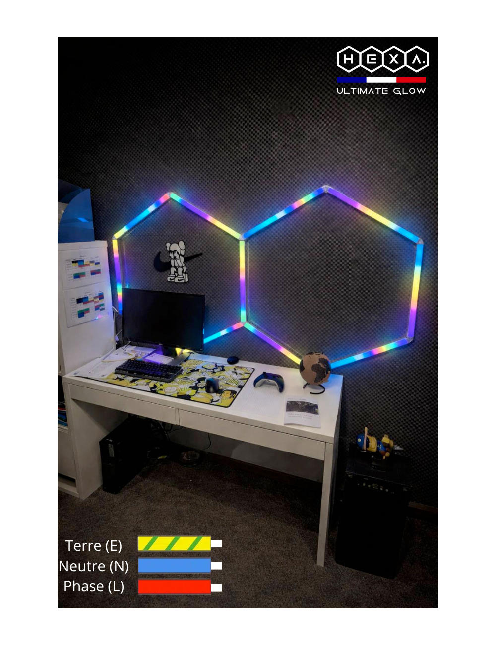 Éclairage LED Multi-Couleurs RGB – Design Nid d’Abeille Modulable