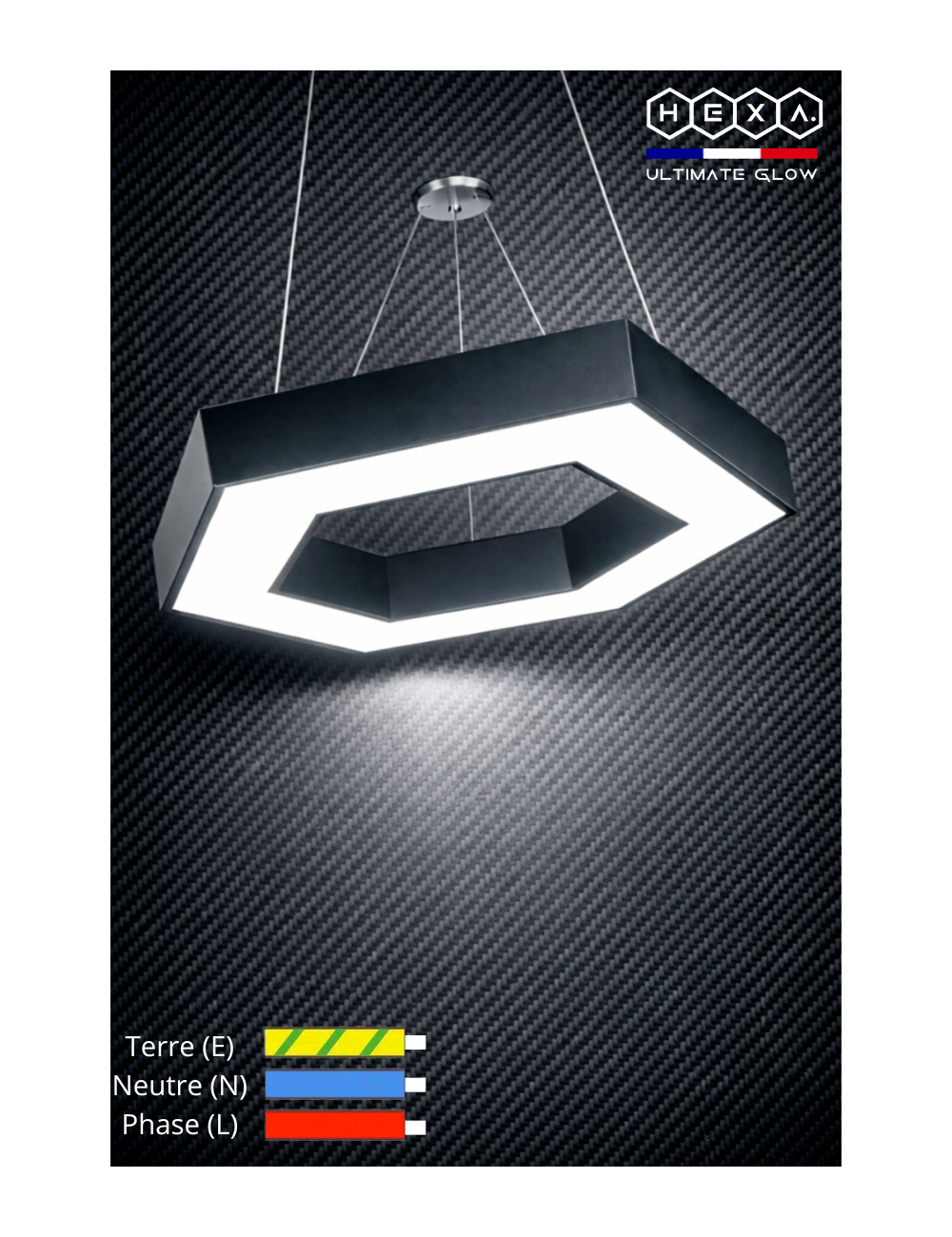 Luminaire LED Hexagonal Ajouré – Design Nid d’Abeille – Suspension