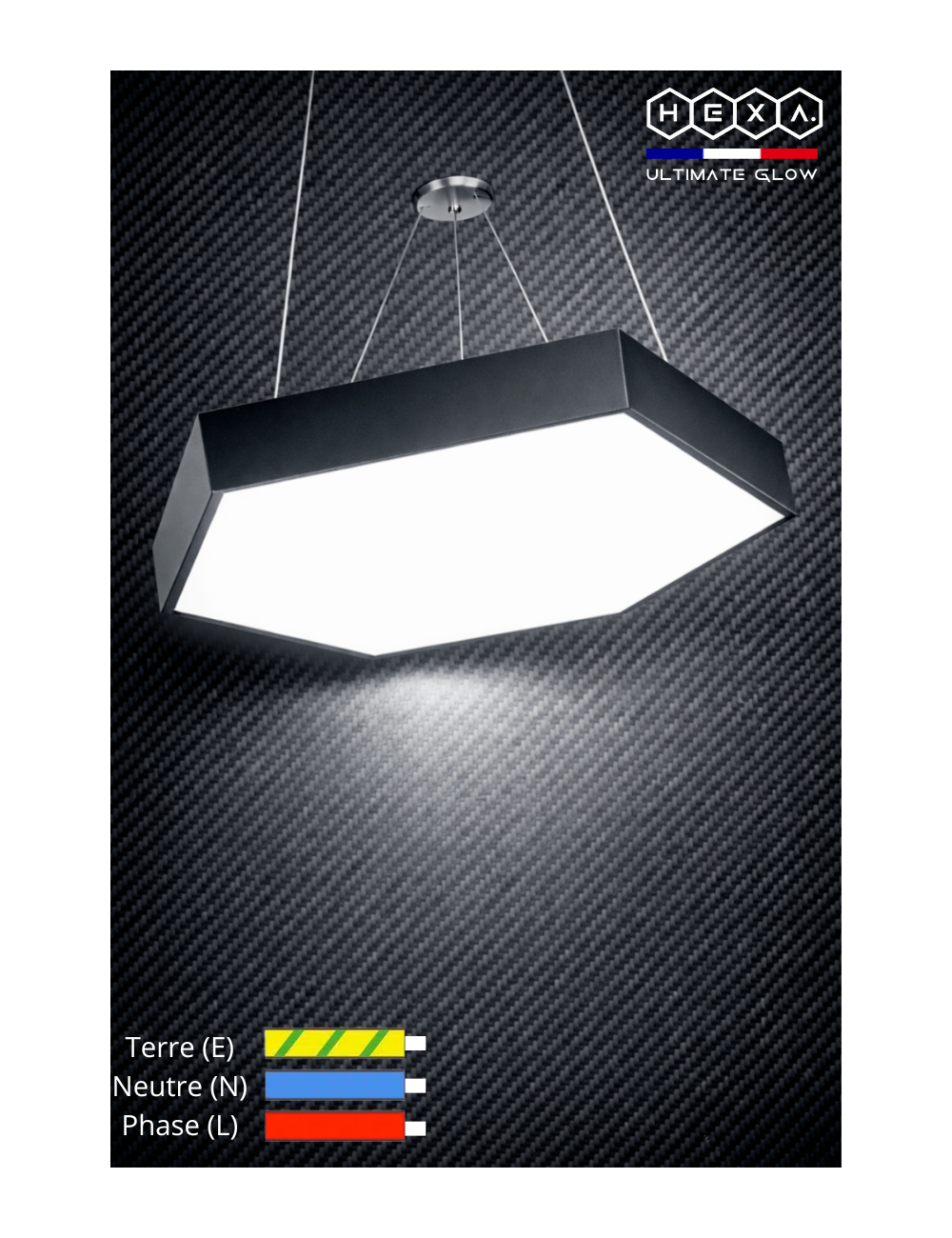 Luminaire LED Hexagonal Plein – Design Nid d’Abeille – Suspension