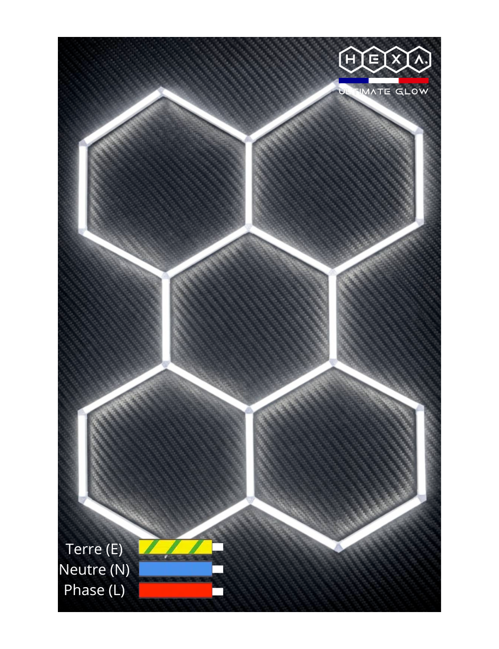 Éclairage LED Hexagonal – Design Nid d’Abeille – 24 Barres LED – 6500K