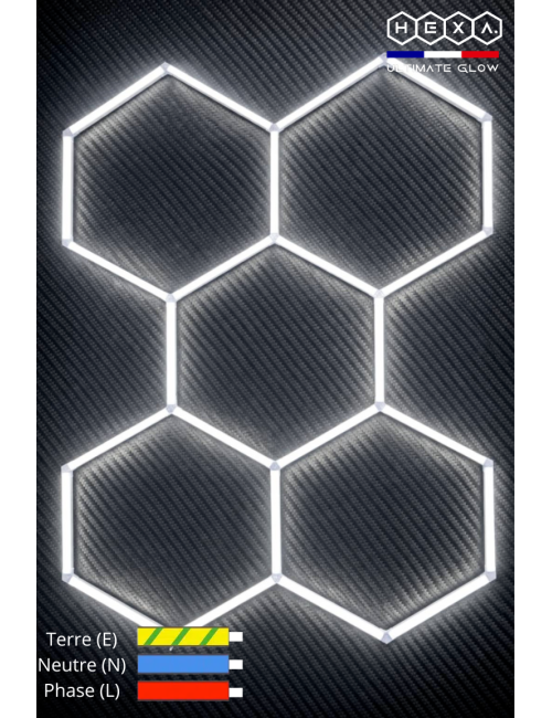 Éclairage LED Hexagonal – Design Nid d’Abeille – 24 Barres LED – 6500K