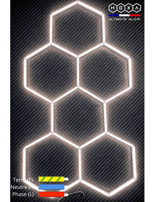 Kit d'éclairage Hexagonal LED garage 314cm - 28 Barres | Easy Dalles