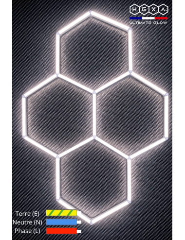 Kit d'éclairage LED Hexagonal 211cm 19 barres | Easy Dalles